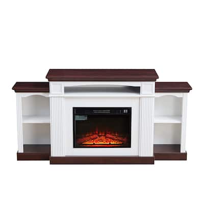 Electric Fireplace TV Stand for 70 inch TV, 23 inch Fireplace with Mantel