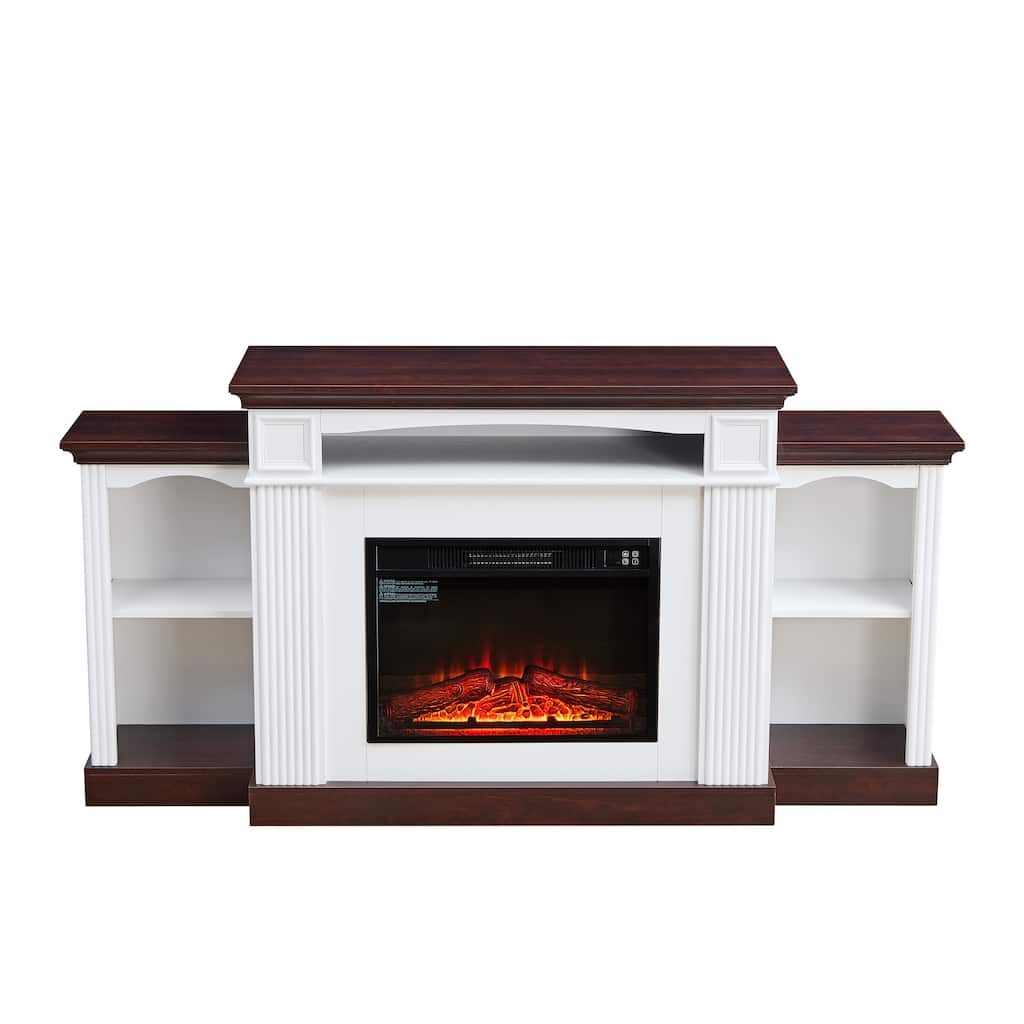 Electric Fireplace TV Stand for 70 inch TV, 23 inch Fireplace with Mantel