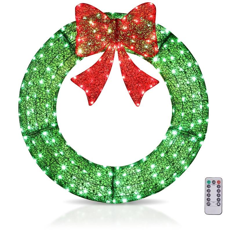 Pre-Lit Outdoor Christmas Wreath Decoration - 36inch - Green