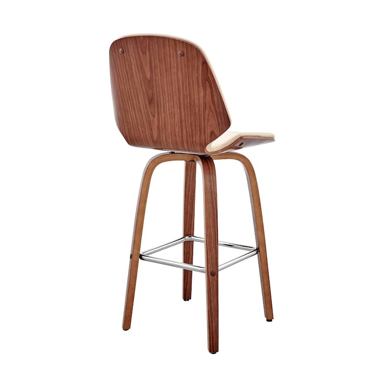 Modern 26" Swivel Bar Stool with Faux Leather Seat and Iron Legs for Kitchen Island - 40”H x 19”W x 20”D