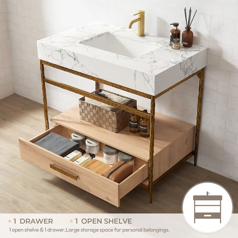 Dhaka Bath Vanity with Composite Stone Top without Mirror
