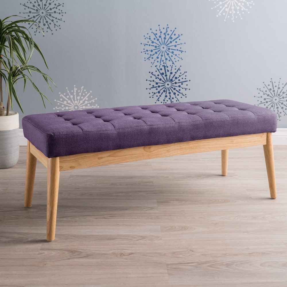 Saxon Mid-century Tufted Ottoman Bench by Christopher Knight Home