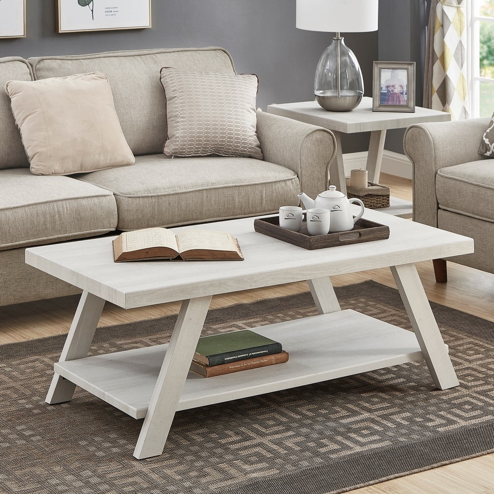 Roundhill Furniture The Gray Barn Cedar Ridge Contemporary Replicated Wood Shelf Coffee Table