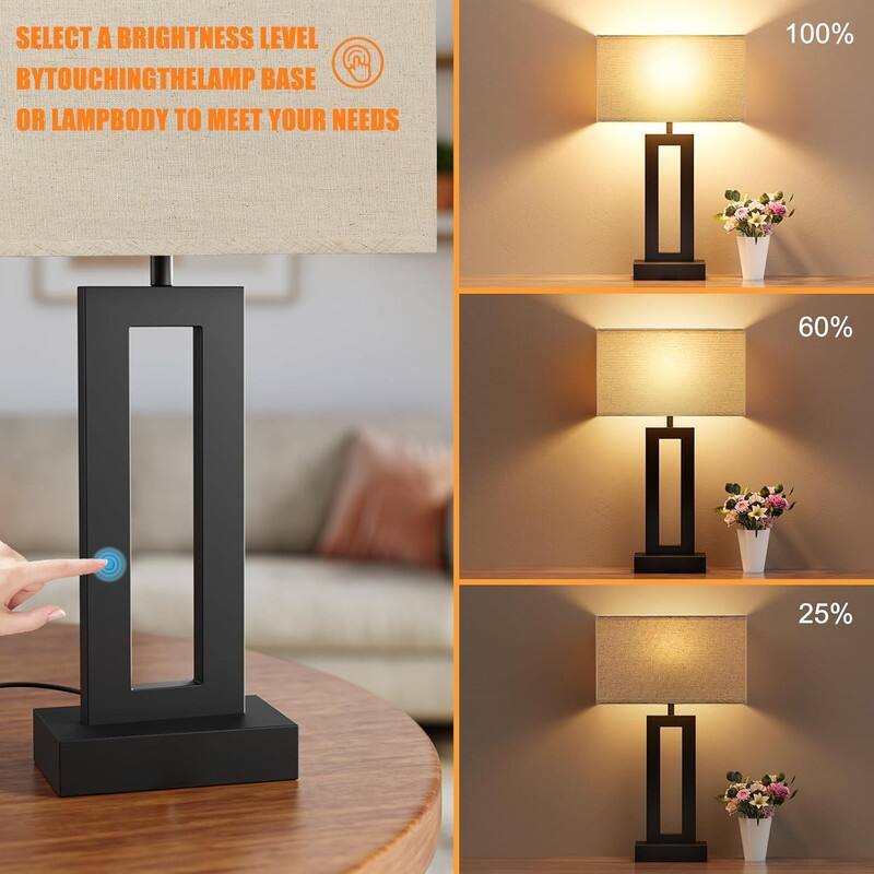 Bedroom Lamps for Night Stands - Touch Control
