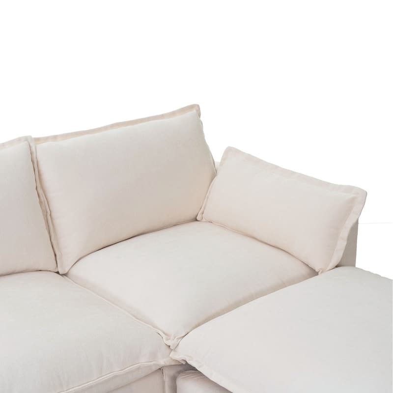 93.31" Modern L-Shaped Sectional Sofa with Movable Ottoman