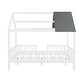 preview thumbnail 8 of 7, White+Gray Pine Wood House Platform Bed with Roof and Fence