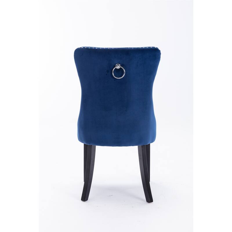 Modern Velvet Upholstered Dining Chair with Wood Legs,Set of 2