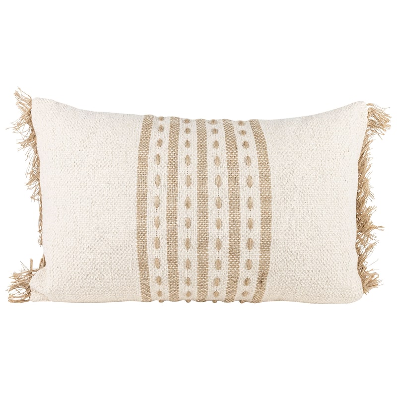 Foreside Home & Garden Tan Middle Striped Filled Pillow
