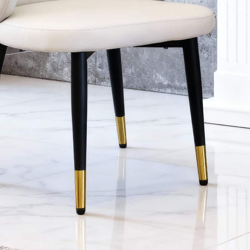 PU Leather Upholstered Chairs Set of 2, Ergonomic Side Chairs, Minimalist Design