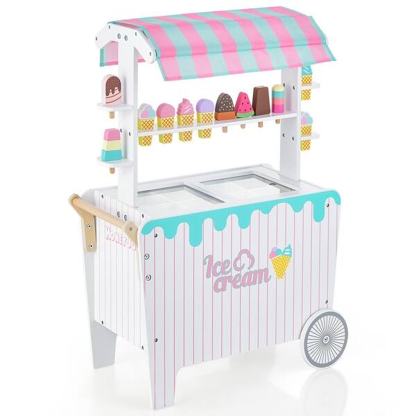 slide 2 of 6, Kid's Ice Cream Cart Food Trunk Play Set w/ Display Rack Accessories Kids