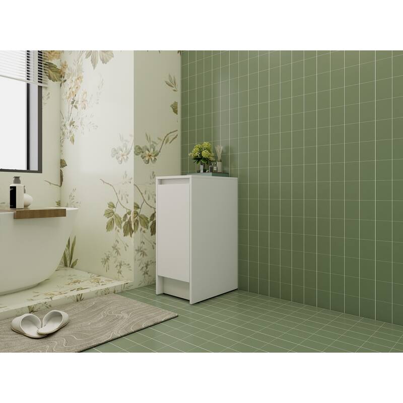 12" Freestanding Bathroom Storage Cabinets, Soft Close Doors, Floor Mounting Design