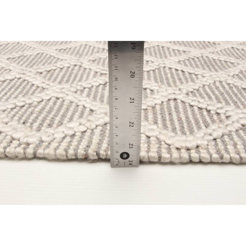 ECARPETGALLERY Braid weave Sienna Grey Wool Rug - 5'2 x 7'8