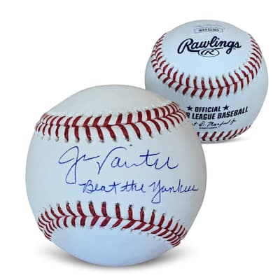 Jason Varitek Autographed MLB Signed Baseball BEAT THE YANKEES JSA COA With UV Display Case - 8'6" x 11'6"