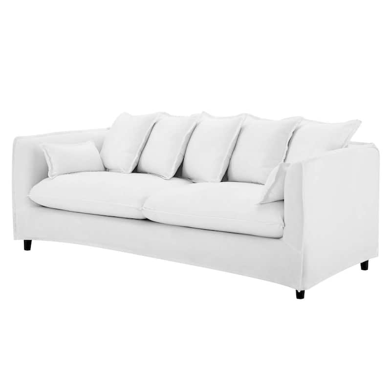 Summit Mid-century Modern White Fabric Upholstered Sofa