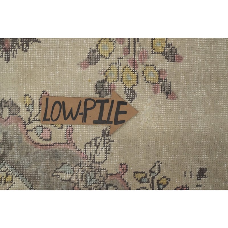 Hand Knotted Oriental 100% Wool Carpet Traditional Floral Beige & Ivories Tabriz Area Rug - 12' 3'' X 10' 0''