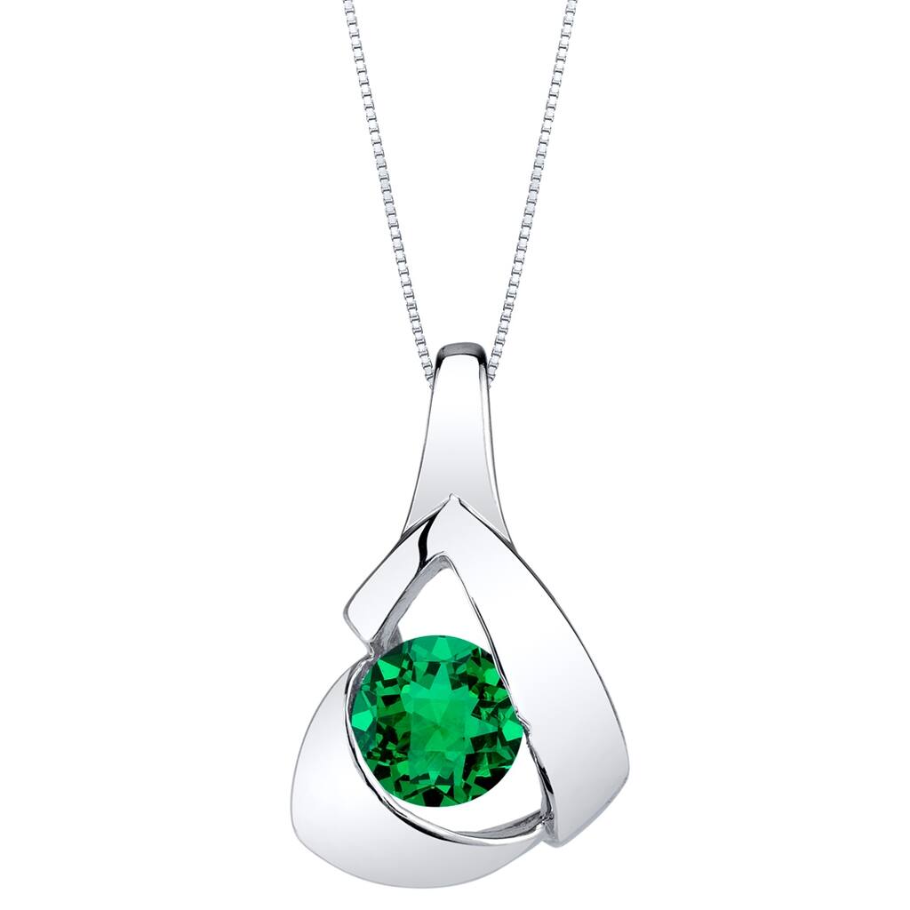 0.75 ct Emerald Pendant in Sterling Silver