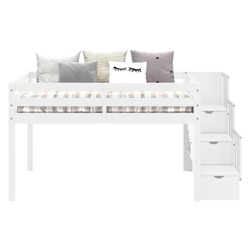 Taylor & Olive Trillium Low Loft Twin Bed with 3 Step-Stairway