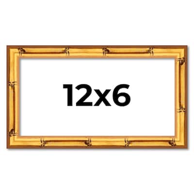 12x6 Frame Gold Bamboo Solid Wood Picture Frame | 1 Inch Moulding