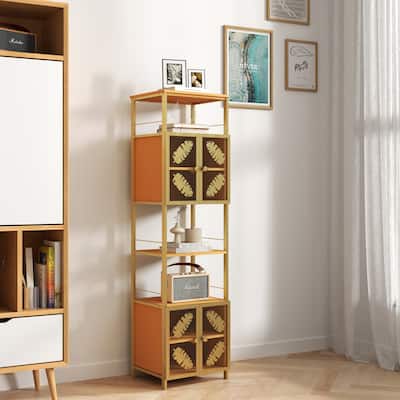 Floor Storage Cabinet, Freestanding Cabinet with Open Compartments