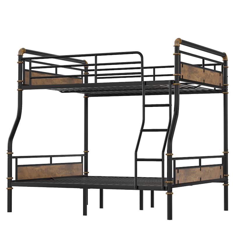 Metal Bunk Bed, Industrial Detachable Bunkbeds with Safety Guard Rails