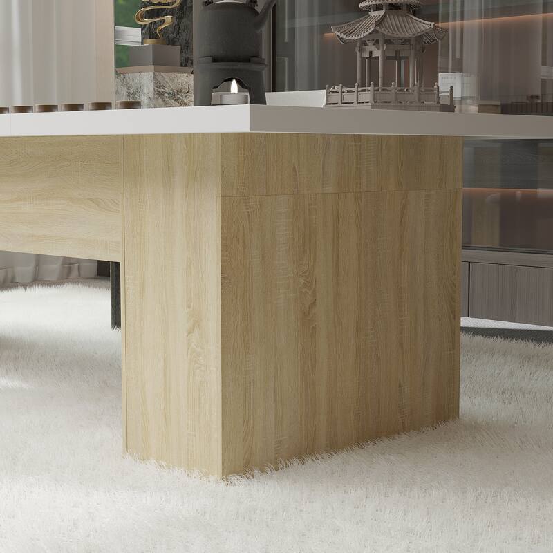 118.1" Large Conference Table, Modern Executive Office Desk with Heavy Duty Wood Base, Seats 8–10 Dining Table