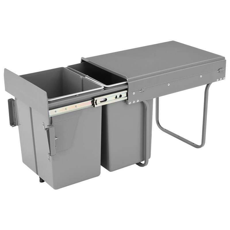 Under Cabinet Pull-Out Trash Can, 40L (20L+20L) Double Bin Kitchen Garbage Can with Soft-Close Slides