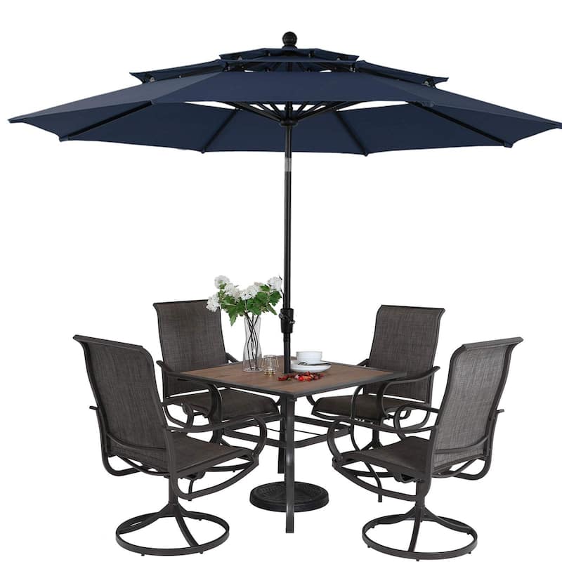 MAISON ARTS 5/6-piece Black Steel Patio Dining Set