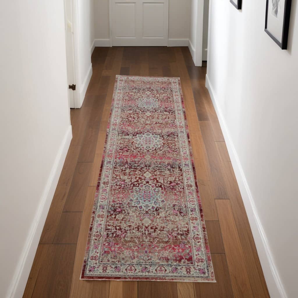 HomeRootsFloral Transitional Runner Area Rug - 96' X '28' X '0.5