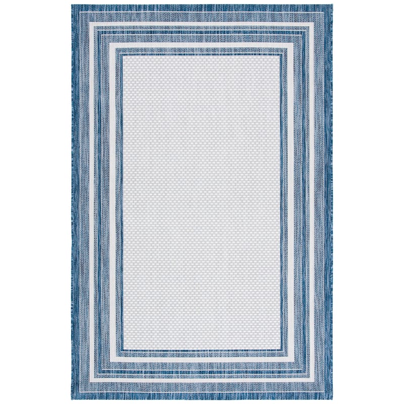 SAFAVIEH Courtyard Vickie Indoor/ Outdoor Waterproof Patio Backyard Rug - 2' x 3'7" - Ivory/Navy