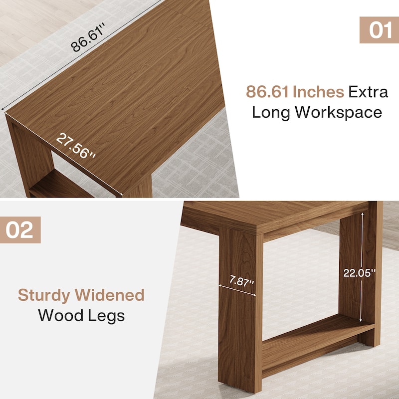 86.6 Inch Extra Long Desk Witing Table Large Desk Workstation Desk