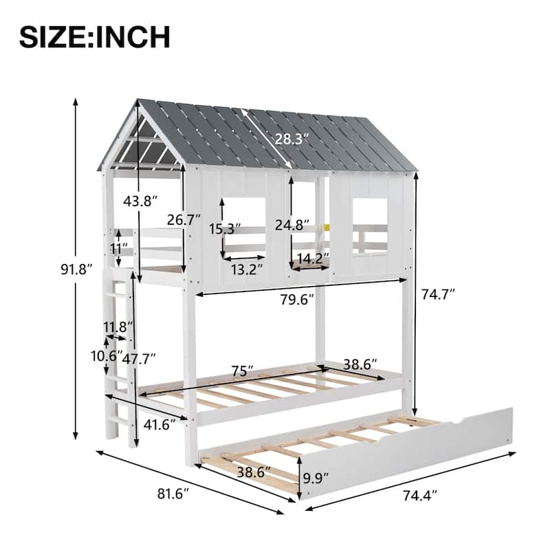 White Pine Wood Bunk Bed with Trundles Bed Bath & Beyond 35301625