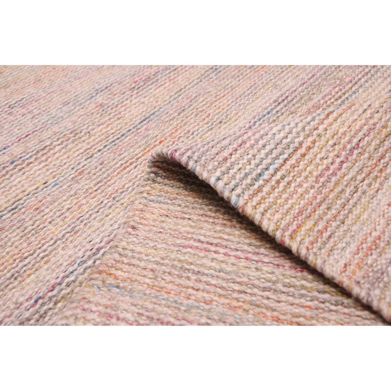 ECARPETGALLERY Flat-Weave Nevada Light Grey Wool Kilim - 5'4 x 7'9