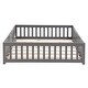 preview thumbnail 4 of 6, Simple Lodge Design Full Size Platform Bed,Solid Pine Wood Bed Frame with Fence,Safety Guardrails with Door