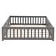 preview thumbnail 3 of 23, Twin Size Floor Bed with Door,Solid Wood Platform Bed Frame with Fence,Suitable for Children,Pine Wood