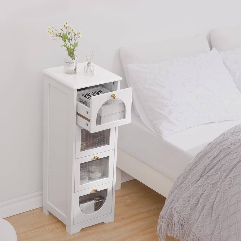 Floor Cabinet, Slim Floor Standing Cabinet with 4 Drawers,Freestanding Compact Cupboard Organiser