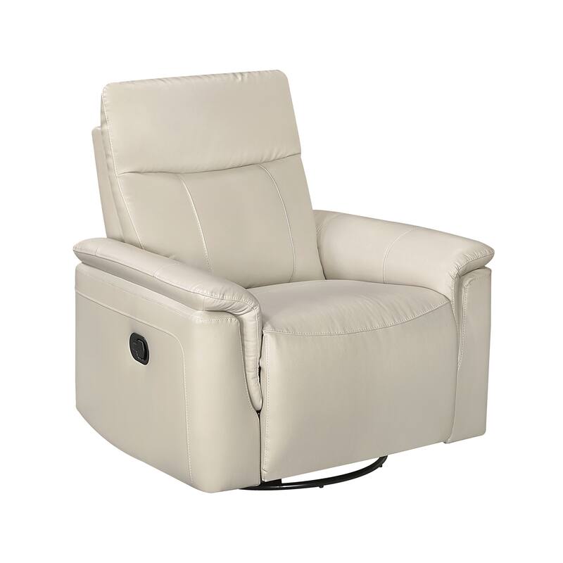 Koa 35" Leather Swivel Glider Reclining Chair - Gentle Gliding Motion - Taupe