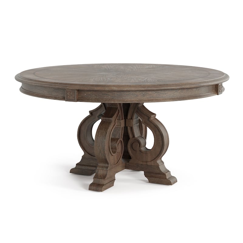 Cornerways Traditional Brown Solid Wood Pedestal Base Round Dining Set by The Gray Barn
