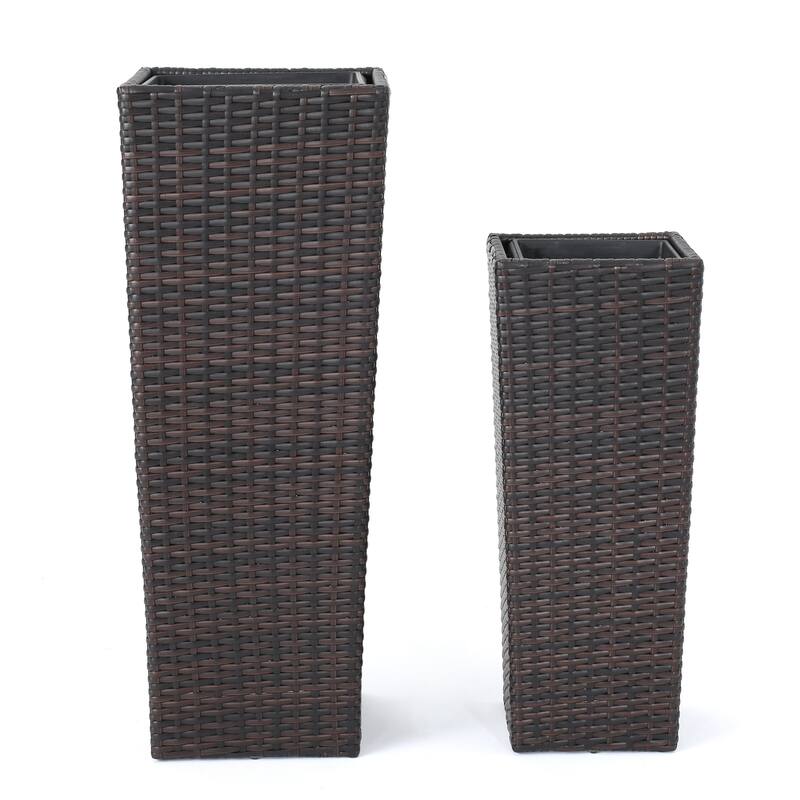 Everest Outdoor Wicker Flower Pot Plant Stand(Set of 2) by Christopher Knight Home