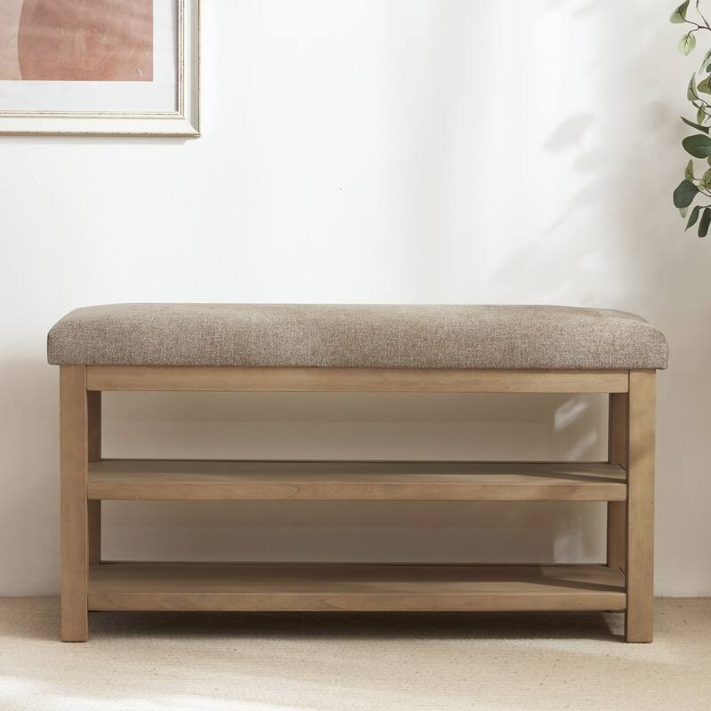 HUIMO Multi-Functional Modern Entryway Double Layer Shoe Bench 39 inch