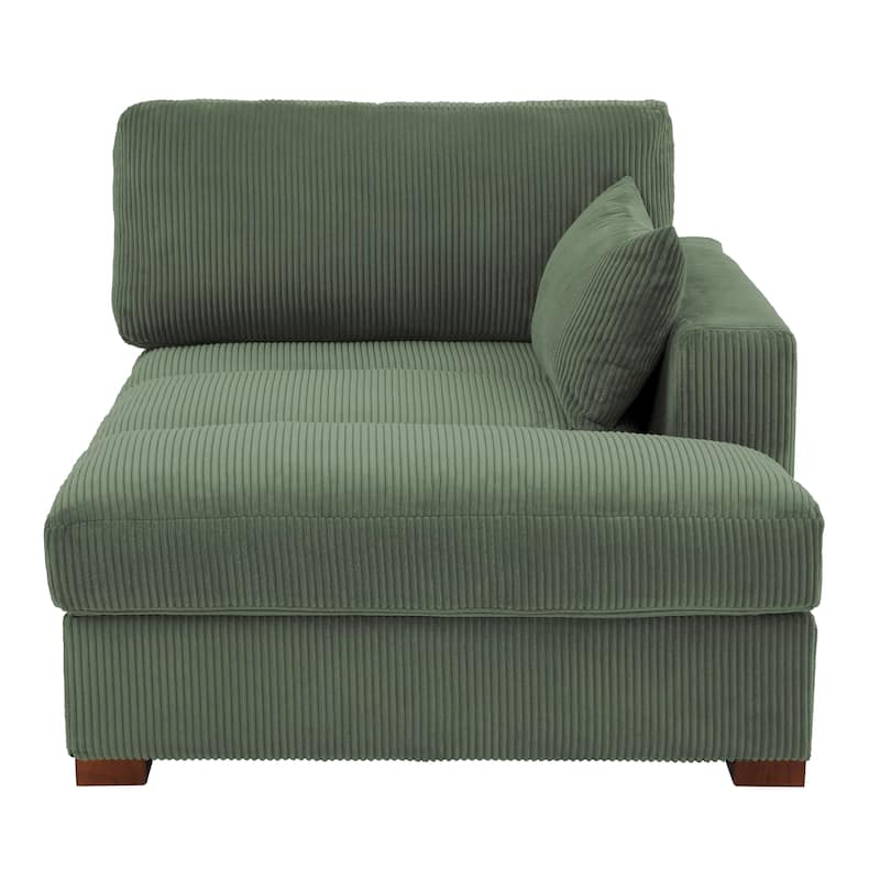 Oversize Corduroy Chaise Lounge Modular Sectional Sofa with Pillow