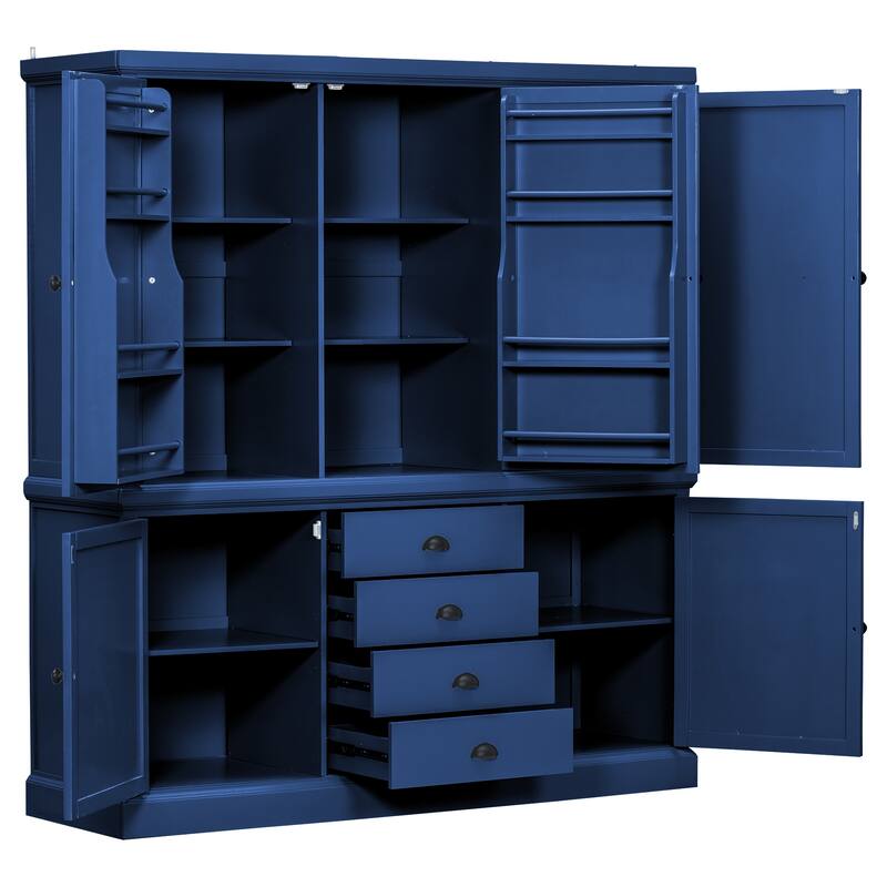 73'' Freestanding Wooden Kitchen Pantry Organizer, Tall Storage Cabinet with Drawers and Adjustable Shelves