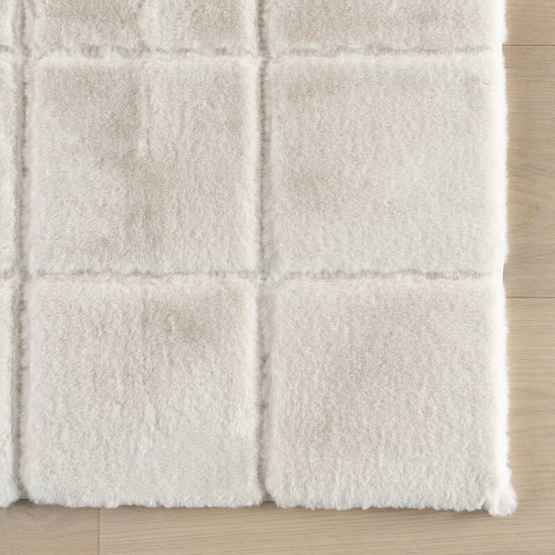 Padma Lakshmi Tessera Grid Plush Cloud Washable Rug