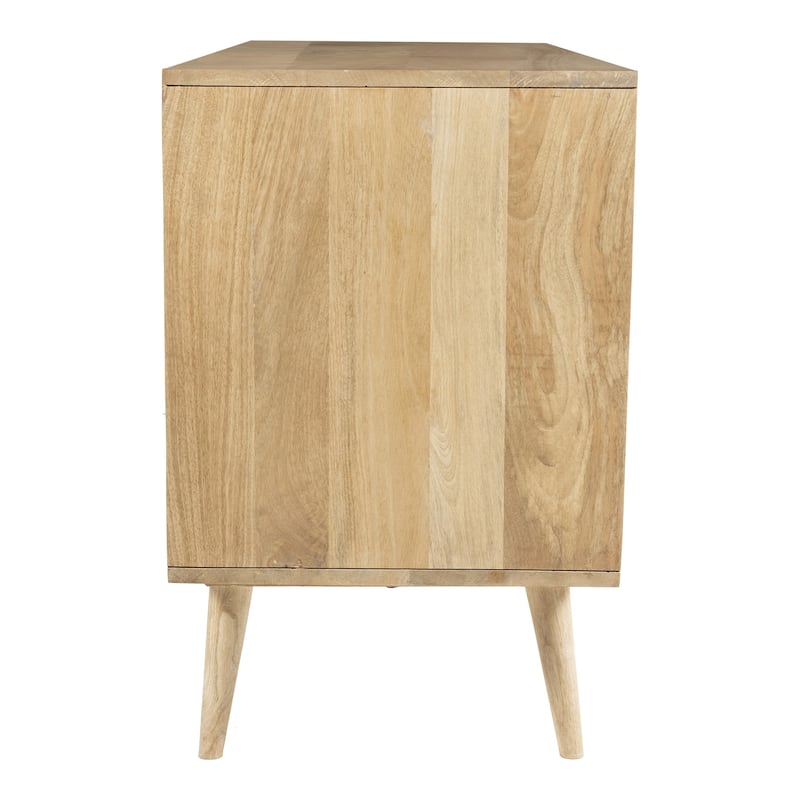 Glenda Three-Door Solid Wood with Natural Cane Sideboard