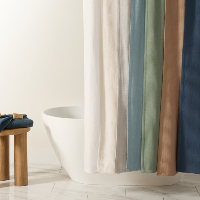 Becky Cameron Cotton Blend Waffle Shower Curtain