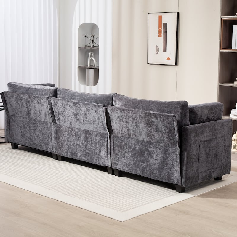 111" Chenille Living Room 3-Seater Sofa Sectional Sofa Cloud-soft Sitting