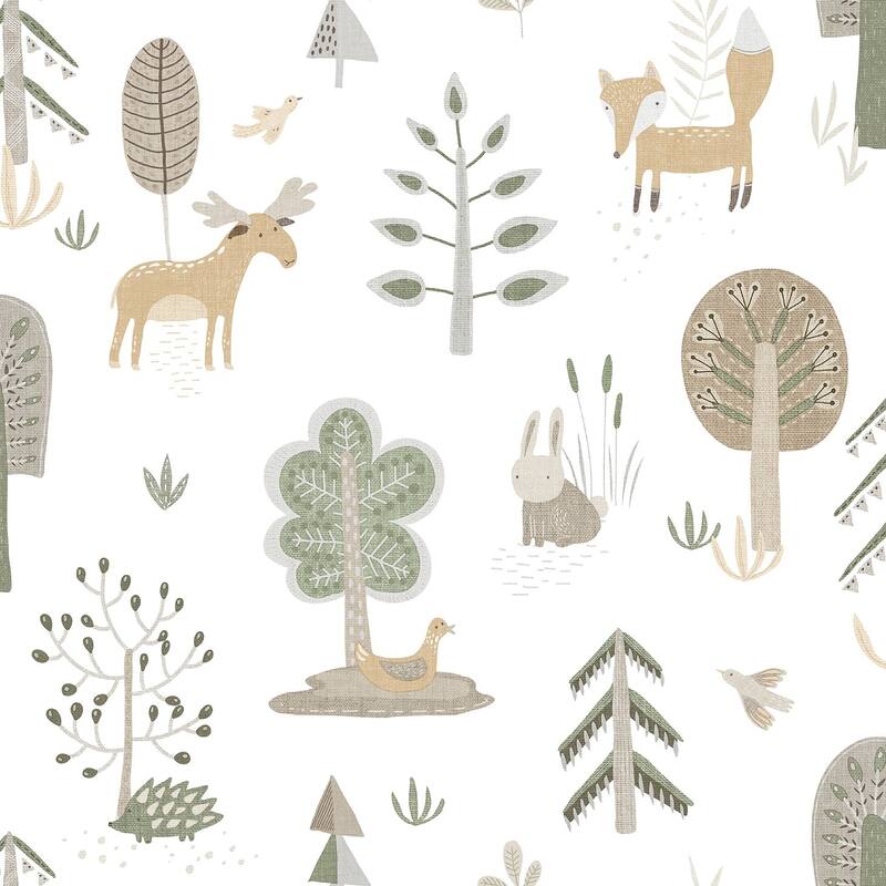 Galerie Wallcoverings Little Explorers 2 Country Animals Non-woven Matte Wallpaper Roll - 33 feet x 21 inches - Green