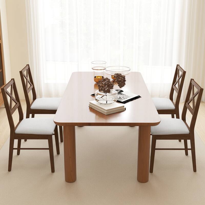 Gymax Dining Chairs Set of 2 Upholstered Kitchen Side Chairs w/ Rubber