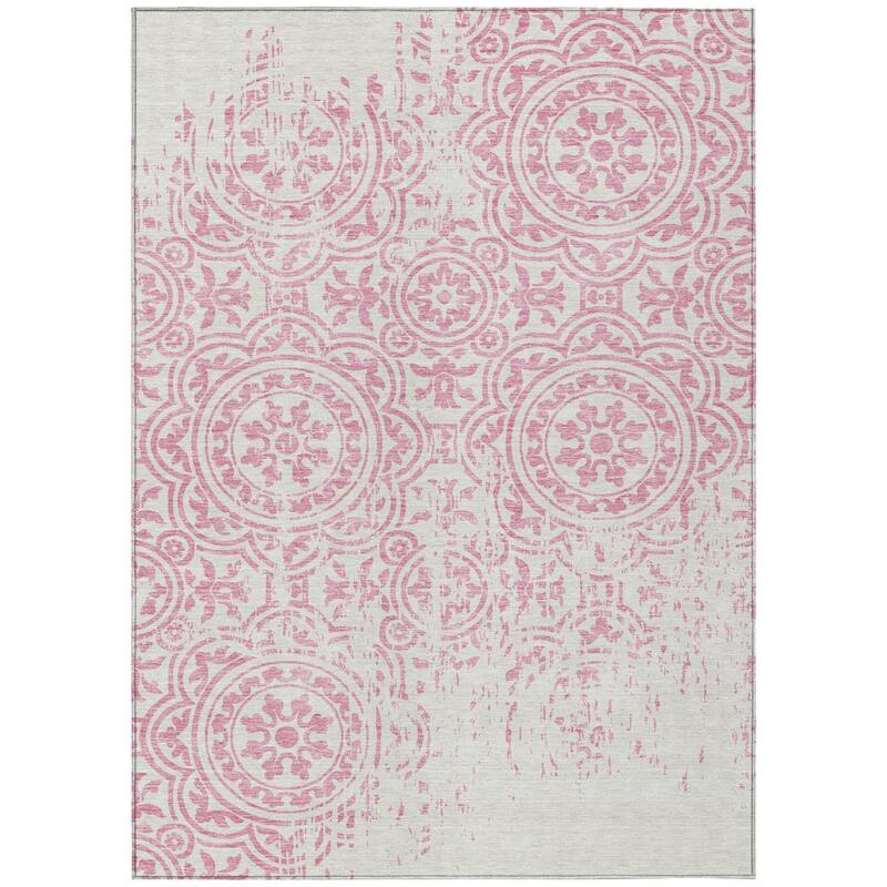 HomeRoots Medallion Transitional Rectangle Outdoor Rug