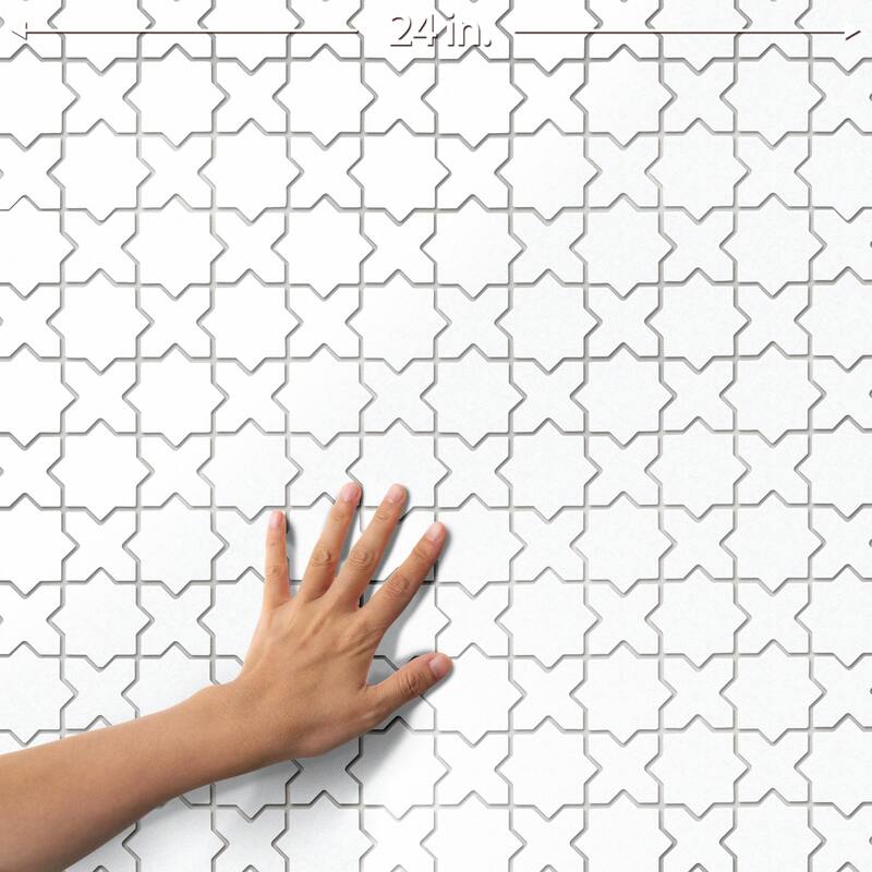 Merola Tile Metro 2" Star Matte White with Matte White Cross 11-7/8" x 11-7/8" Porcelain Floor and Wall Tile
