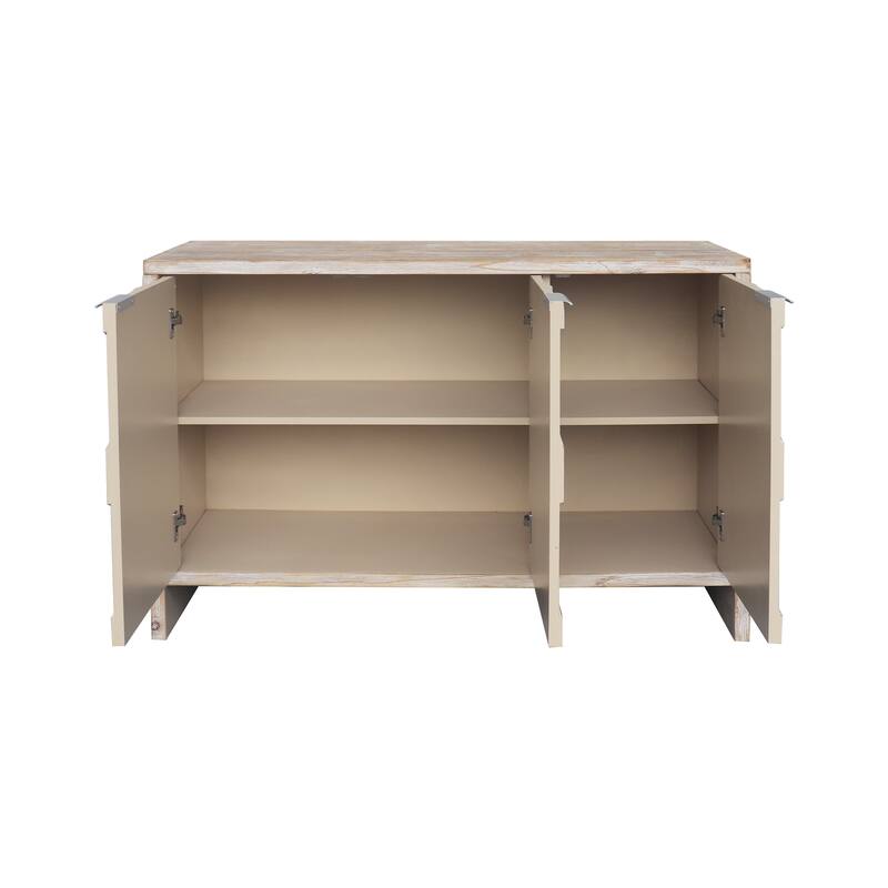 3 Door Sideboard Cabinet, Freestanding Wooden Storage Cabinet, Accent Cabinet with Adjustable Shelves for Living Room, Entryway